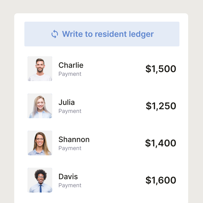 Write transactions to resident ledger for seamless reconciliation